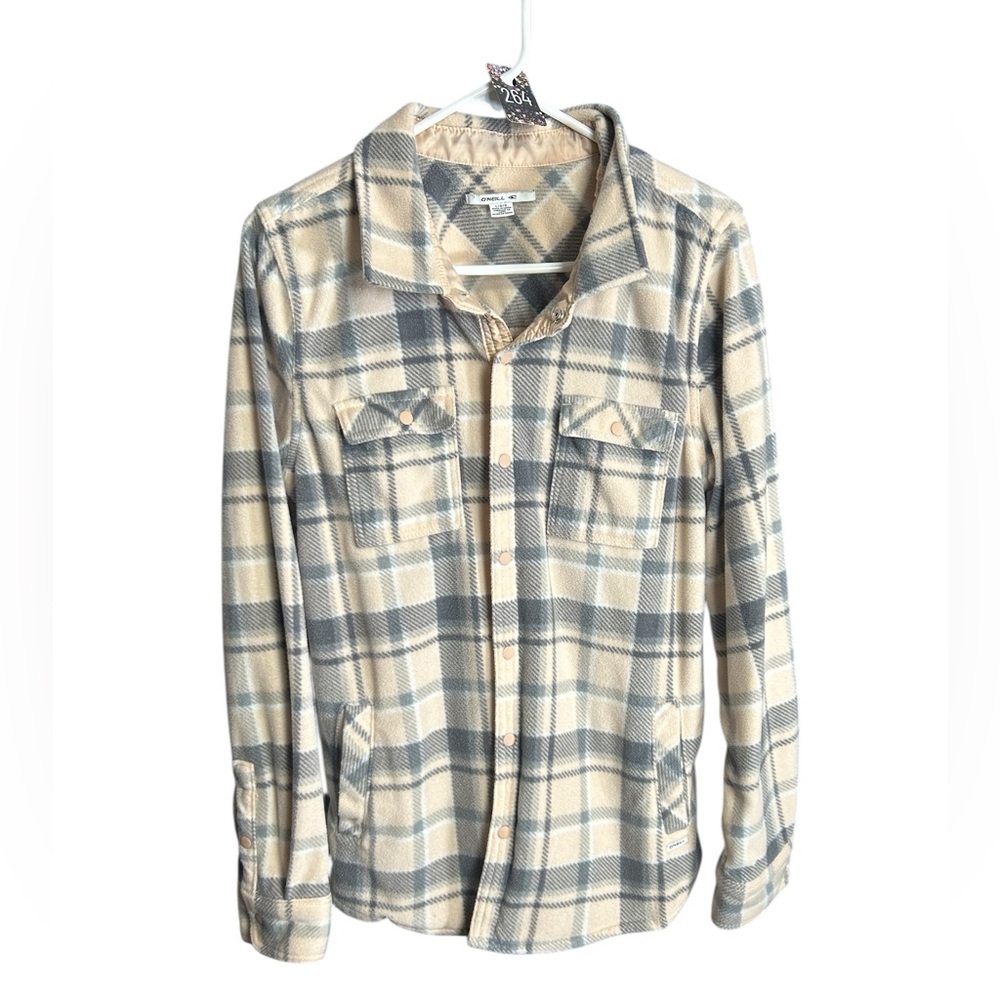 O'Neill Peach and Gray Plaid Jacket